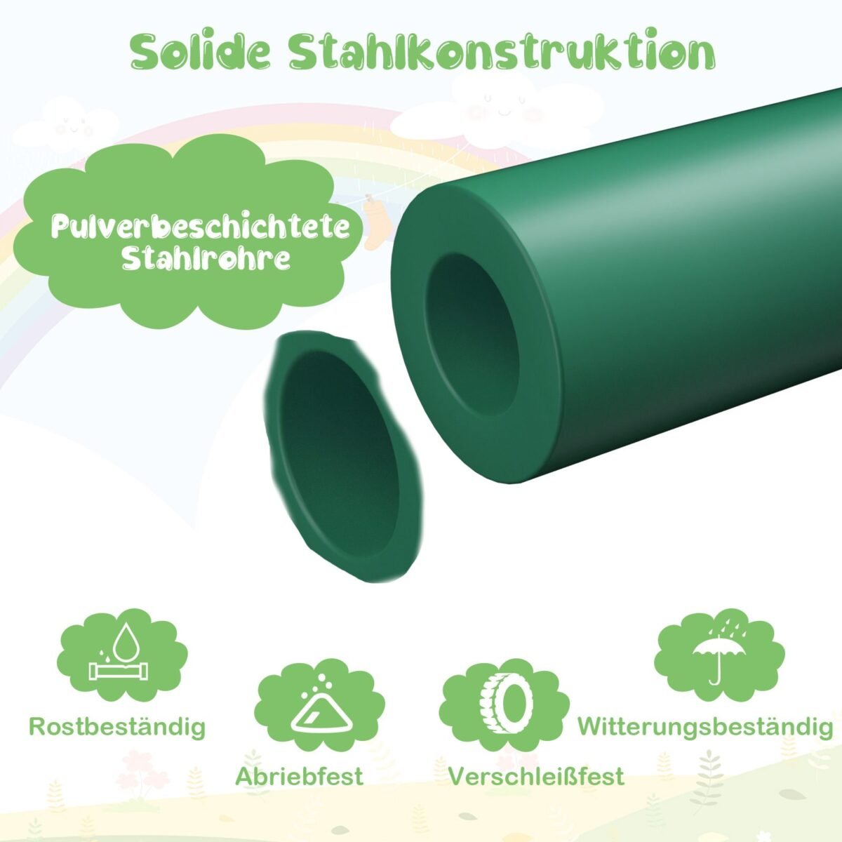 Vaikų laipiojimo kupolas su čiuožykla ir platforma (Žalia)