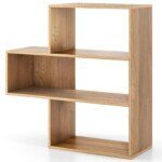 Konveksinė knygų lentyna su trimis pakopomis (Natūrali)