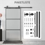 Stumdomų durų komplektas su matiniu stiklu ir švelnaus uždarymo mechanizmu