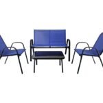 Lauko baldų komplektas su stalu ir dviem kėdėm (Mėlyna)