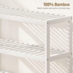 Trijų lygių bambukinė batų ir daiktų lentyna