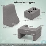 Ergonomiškas skaitymo pagalvių komplektas su dėklais ir puodelių laikikliais (Pilka)