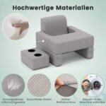 Ergonomiškas skaitymo pagalvių komplektas su dėklais ir puodelių laikikliais (Pilka)