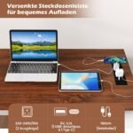 L formos kampinis rašomasis stalas su stalčiais ir integruota elektros jungtimi 138 cm (Ruda)