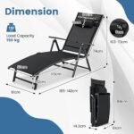 Sulankstoma lauko gulto kėdė su reguliuojamu atlošu (Juoda)