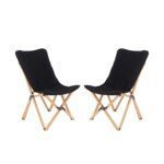 Sulankstomas bambukinių lauko kėdžių komplektas (atlaiko iki 150 kg) (Juoda)