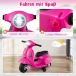 Elektrinis vaikiškas motociklas su LED žibintu ir atraminiais ratukais (Rožinė)