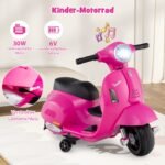 Elektrinis vaikiškas motociklas su LED žibintu ir atraminiais ratukais (Rožinė)