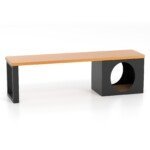 Lauko metalinis suoliukas su integruotu kačių nameliu (Kavos)