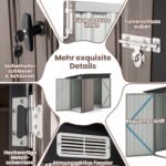 Metalinė sodo pavėsinė su dvigubomis durimis ir nuožulniu stogu (Šviesiai ruda)