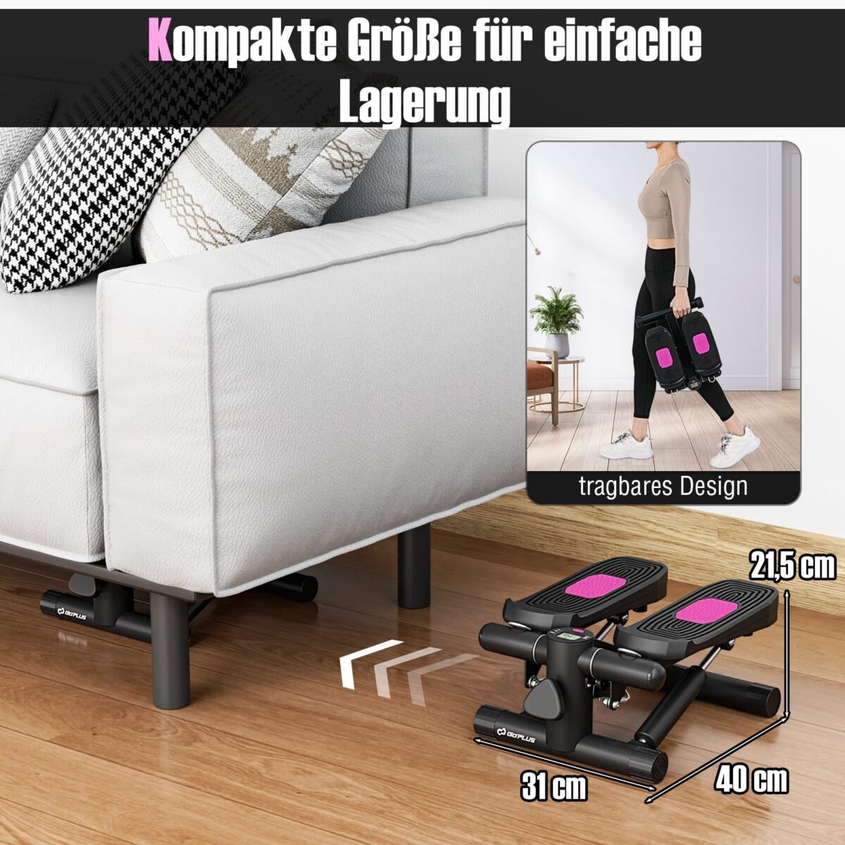 Mini treniruoklis su pasipriešinimo juostomis ir reguliuojamu pasipriešinimo lygiu (Balta)