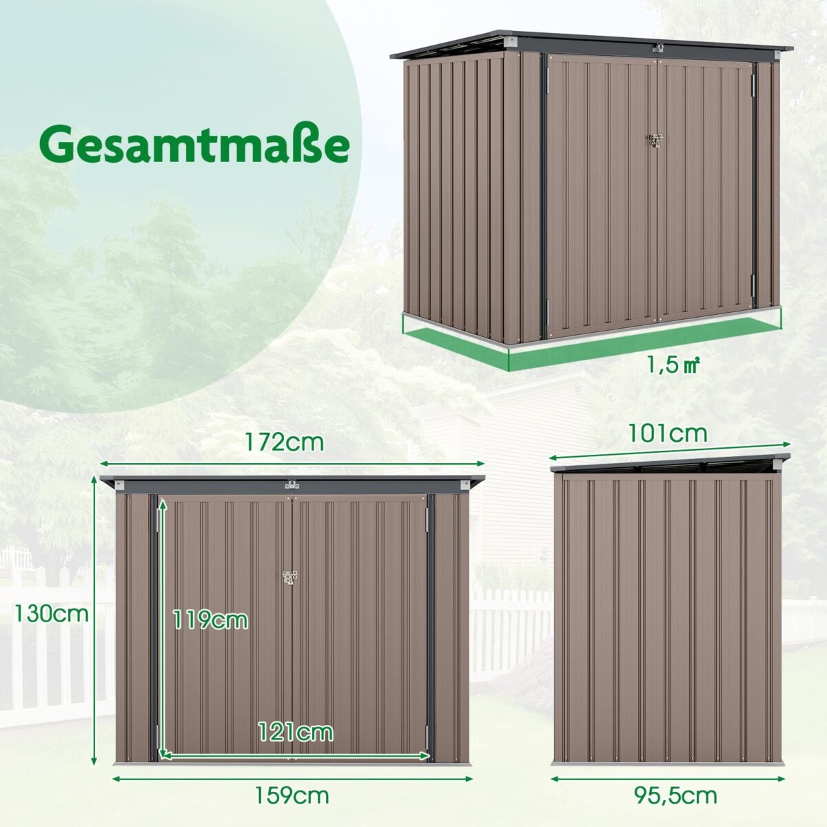 Metalinė lauko spintelė dviem šiukšlių dėžėms (Ruda)