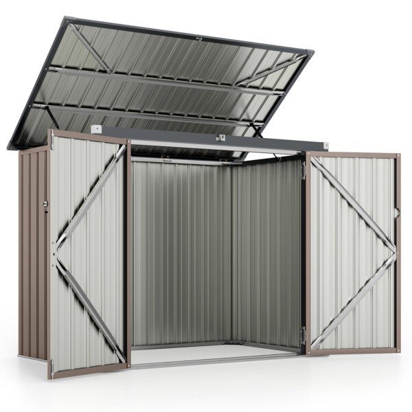 Metalinė lauko spintelė dviem šiukšlių dėžėms (Ruda)