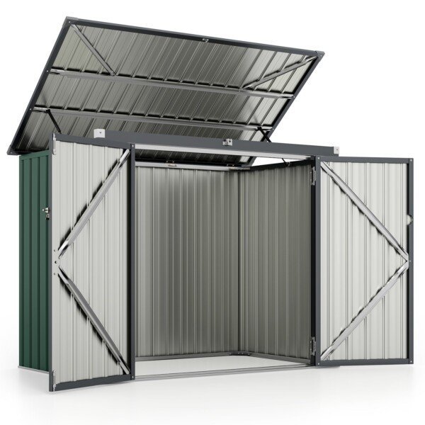 Pastogė 2 šiukšliadėžėms metalinė žalia (Žalia)