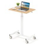 Reguliuojamo aukščio mobilus stalas su dujine spyruokle (Natūrali)