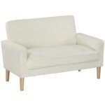 Dviejų vietų sofa su dygsniuota apdaila ir kaučiukmedžio kojomis