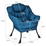Ergonomiškas poilsio krėslas su porankiais ir šonine kišene (Tamsiai mėlyna)
