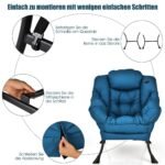 Ergonomiškas poilsio krėslas su porankiais ir šonine kišene (Tamsiai mėlyna)