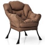 Ergonomiškas fotelis su porankiais ir šonine kišene (Ruda)