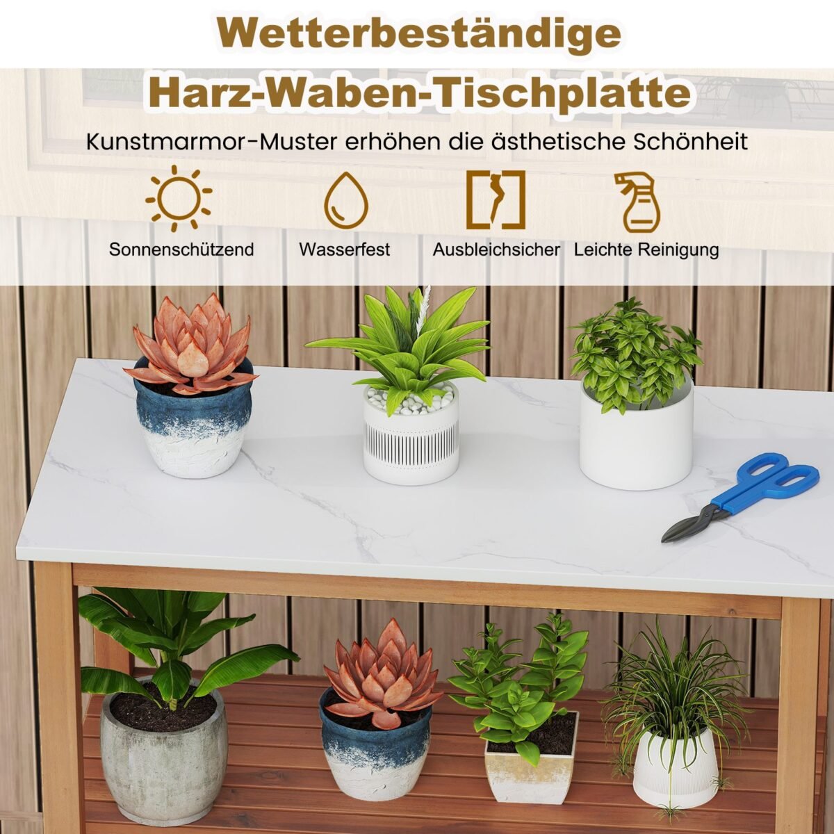 Lauko sodo daržo darbo stalas iš akacijos (Natūrali)