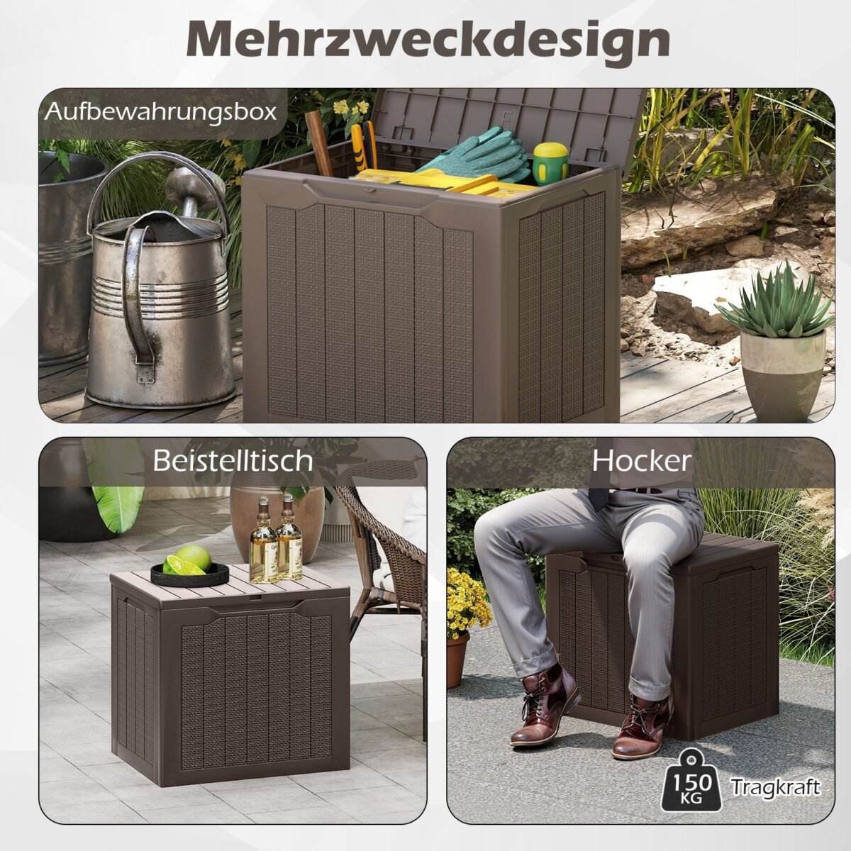 Lauko sandėliavimo dėžė su užraktu 96 L (Ruda)