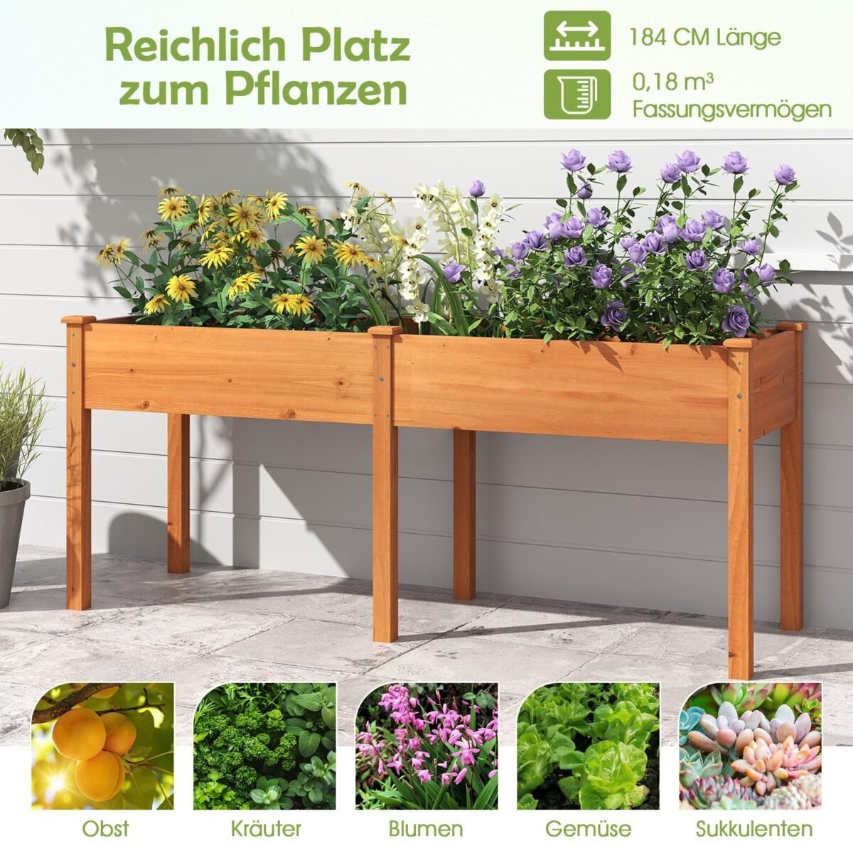 Lauko pakeltas medinis lysvas su pertvara (Geltona)