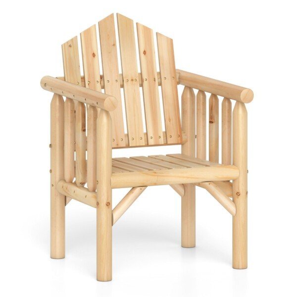 Medinis lauko fotelis su atlošiama atrama ir porankiais (Natūrali)