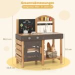 Lauko vaikų virtuvėlė su lenta (Natūrali)