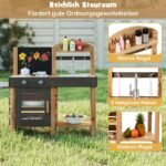 Lauko vaikų virtuvėlė su lenta (Natūrali)