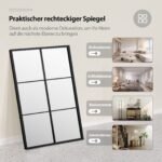 Stačiakampis veidrodis metaliniu rėmu (Juoda)