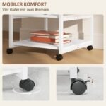 Spausdintuvo staliukas su ratukais ir 3 lentynomis