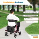 Sulankstoma aliumininė vaikštynė su reguliuojamu aukščiu ir atrama nugarai (Raudona)