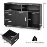 Mobilus biuro spintelė su dviem stalčiais ir trimis atviromis lentynomis (Juoda)