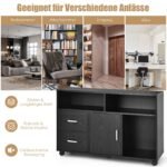 Mobilus biuro spintelė su dviem stalčiais ir trimis atviromis lentynomis (Juoda)