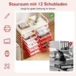 Mobilus 12 stalčių vežimėlis su padėklu (Šviesiai rožinė)