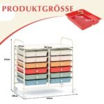 Daugiafunkcis vežimėlis su 12 stalčiukų ir lentyna (Spalvotas)