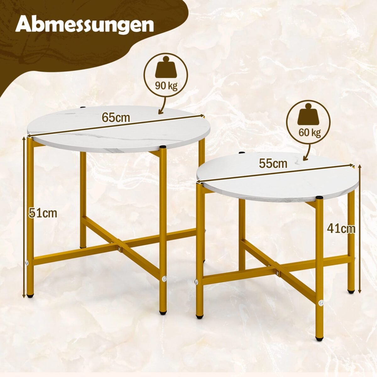 Stalviršių komplektas su metaliniu rėmu (Balta)