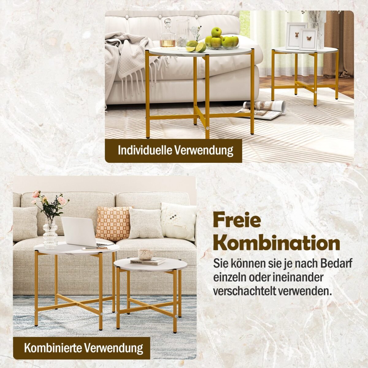 Stalviršių komplektas su metaliniu rėmu (Balta)