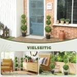 UV atsparūs dirbtiniai topiarai su 3 rutuliais vazonuose, 2 vnt., 100 cm aukščio