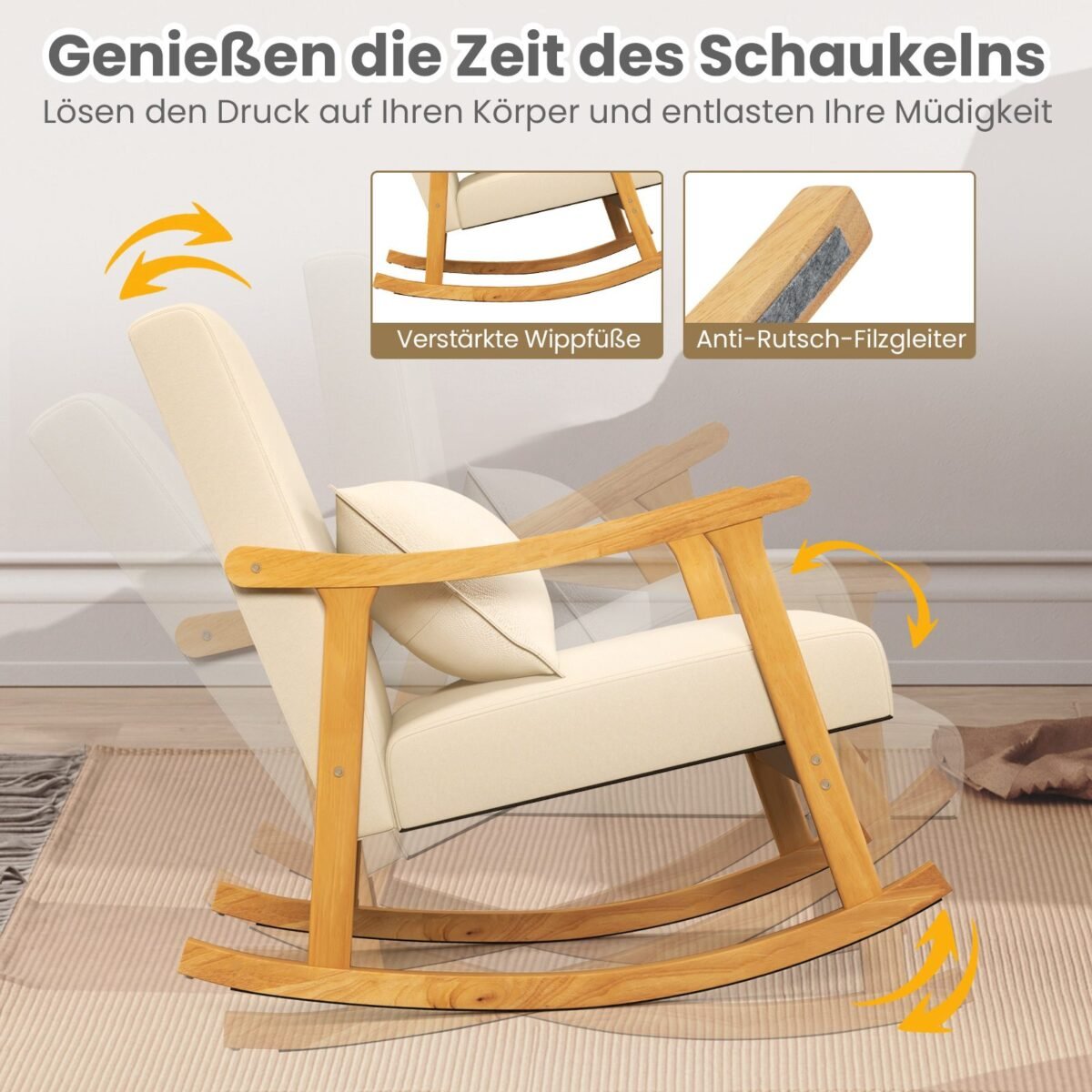 Ergonomiška supamoji kėdė su aukštu atlošu ir paminkštintu sėdimuoju paviršiumi (Smėlio)