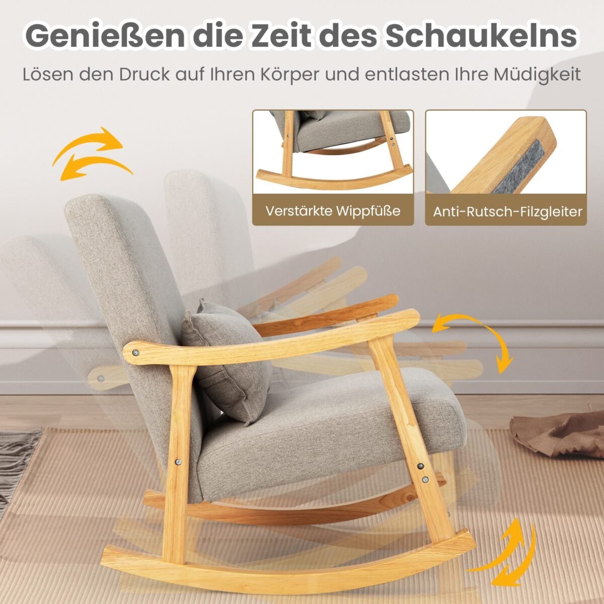 Ergonominis supamasis krėslas su aukšta atlošo atrama ir minkšta sėdyne (Pilka)