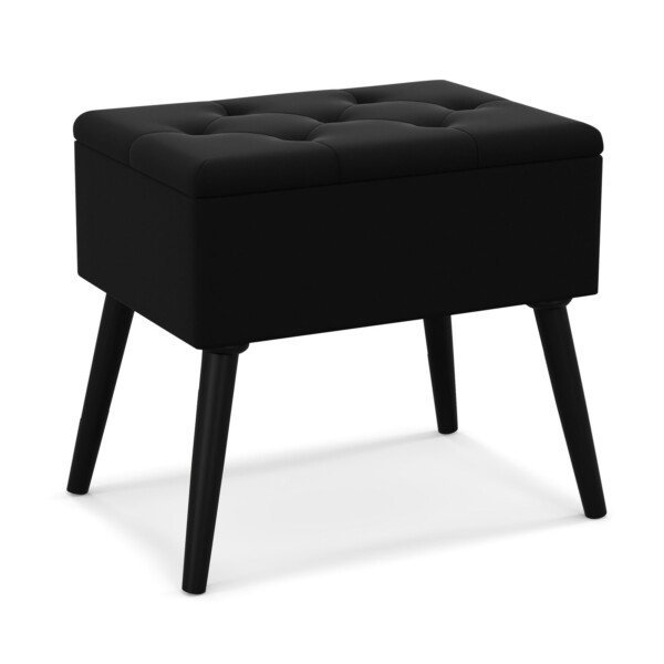 Apdarytas pufas su daiktadėže juodas (Juoda)