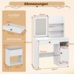 Tualetinis staliukas su veidrodžiu ir apšvietimu (Balta)