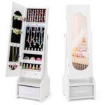 Vaikiška juvelyrikos spintelė su visu veidrodžiu (Balta)