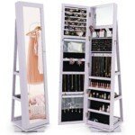 Spintelė su veidrodžiu ir makiažo veidrodėliu (Violetinė)