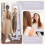 Spintelė su veidrodžiu ir makiažo veidrodėliu (Violetinė)