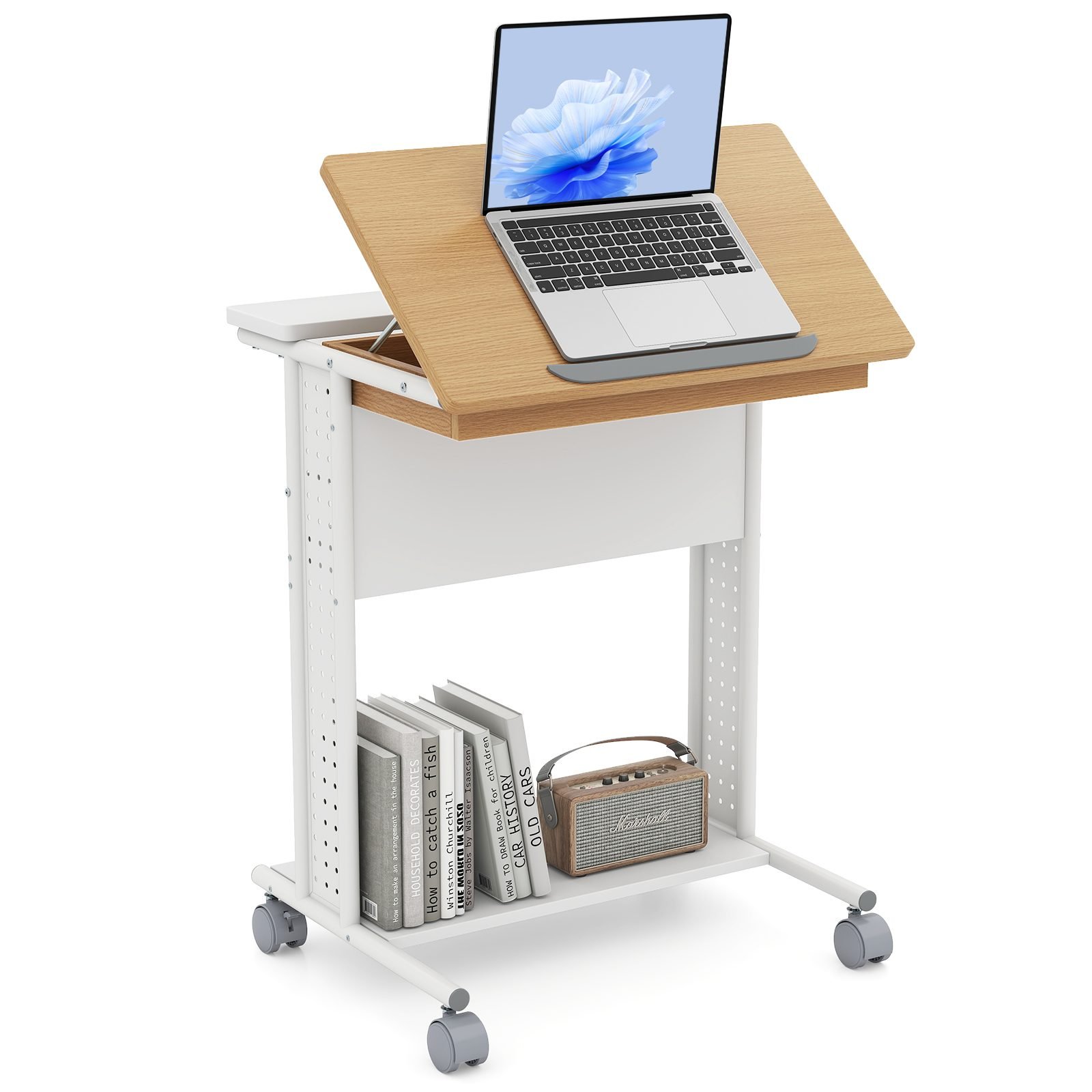 schreibtischmitrollenneigbarertischplattemobilercomputertischpctischlaptoptischnatur_1754035332771_image_2 Reguliuojamas ratukinis stalas su pakreipiamu stalviršiu (Natūrali)