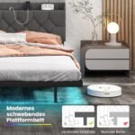 Platforminis lovos rėmas su LED apšvietimu ir integruota įkrovimo stotele (Pilka)