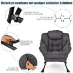 Modernus poilsio krėslas su porankiais ir šonine kišene (Pilka)