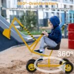 Sėdima ekskavatorius su 360° pasukimu ir veikiančiu kaušu (Geltona)